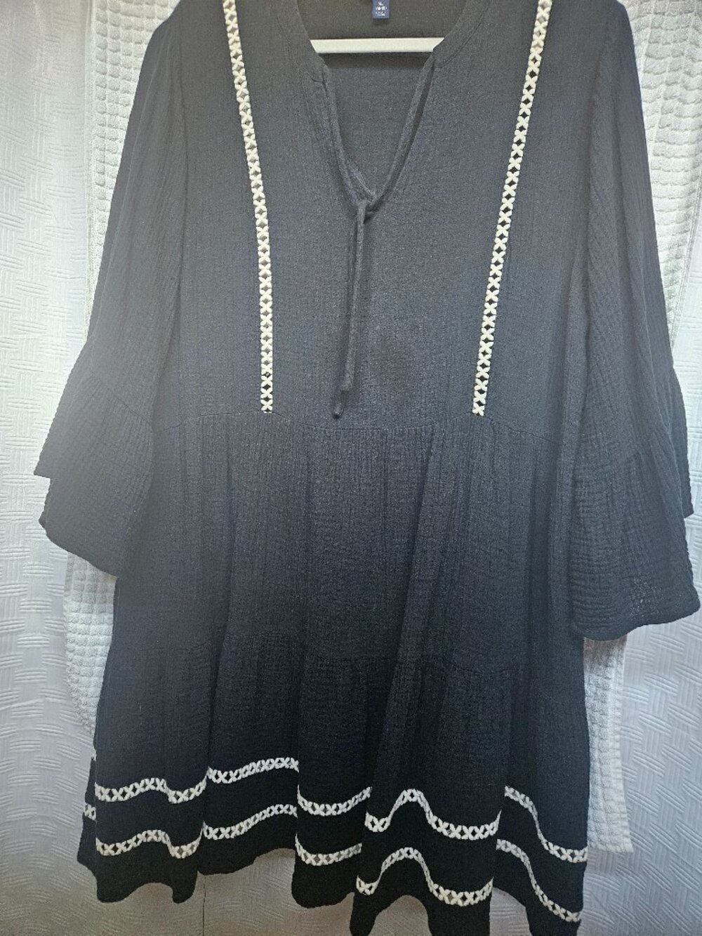 Black Dress, XL full cut with bell sleeeves